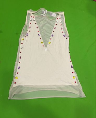 Vintage Vanguard Transparente Ärmellose Bluse mit Verzierungen