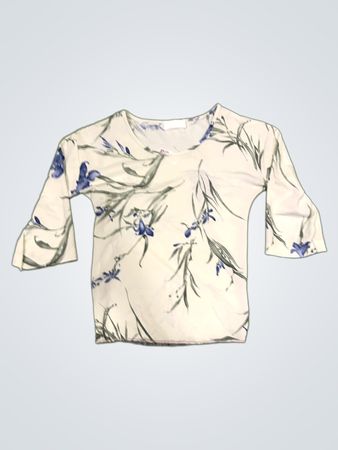 MARCOMA Weißes Blumenmuster Bell Sleeve Top