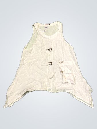 SIsbella White Linen Blend Asymmetrisches Tanktop