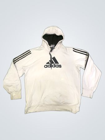 Adidas Weißer Hoodie mit schwarzen Streifen