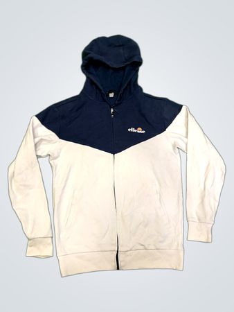 Ellesse Navy und Weiß Farbblock Vollreißverschluss Hoodie