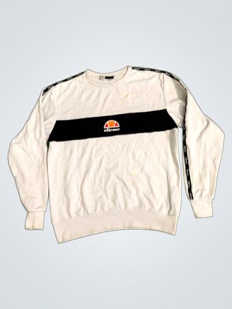 ellesse weißes Sweatshirt mit schwarzem Streifen und Logo