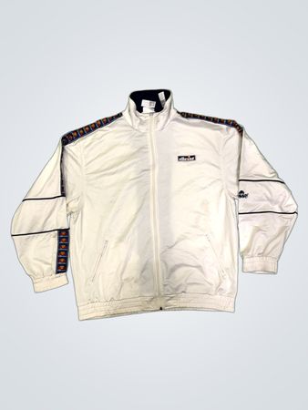 ellesse weiße Trainingsjacke mit marineblauen Akzenten und Logo-Band