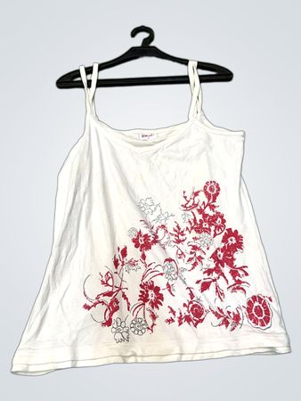 X-Mail Weiß Floral Druck Spaghetti-Träger Tanktop