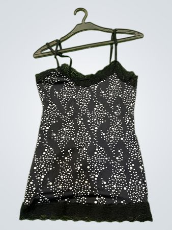 NO EXCUSE Schwarz und Weiß Polka Dot Spitzenbesatz Cami Top