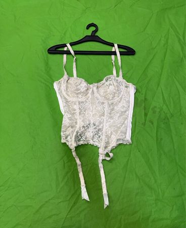 Warner's White Lace Corset mit Strumpfhaltern