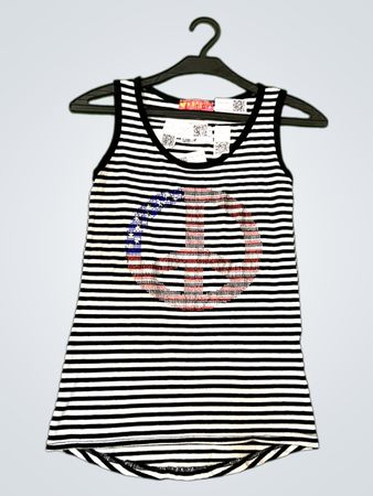 ALICE & OLIVIA Mädchen gestreiftes Tanktop mit Peace-Zeichen-Graphic