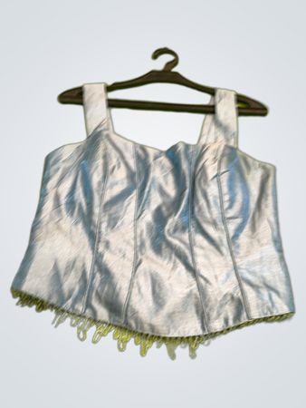 Rebar Blau Korsett-Top mit Perlenbesatz