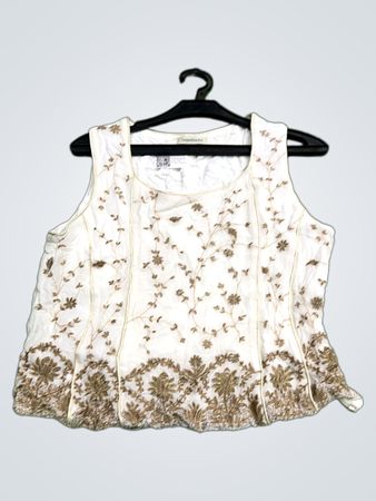Jacqueline Riu Weißes Besticktes Ärmelloses Top
