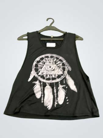 Schwarzes Tanktop mit Traumfänger-Grafik