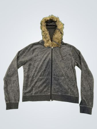 Upcycled Juicy Couture Veloursfell Kapuzen-Reißverschlussjacke