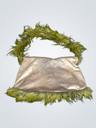 Upcycled Juicy Couture Pink Velour Fur Trimmed Bag