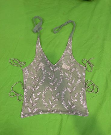 Upcyceltes transparentes, verziertes Tanktop