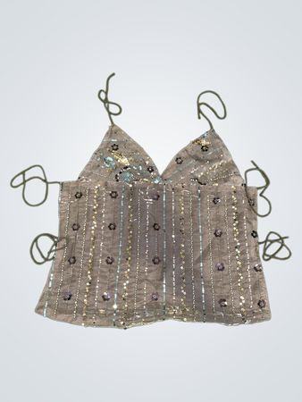 Upcycling Pailletten-verziertes Halftertop