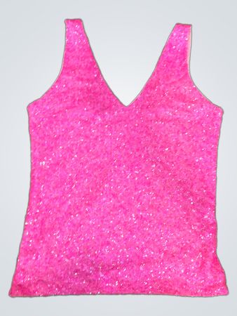 Upcycled Pink Sequin V-Neck Tank Top