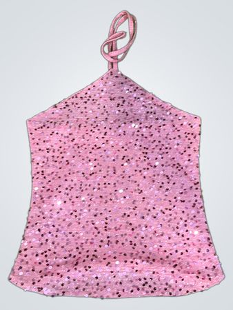 Upcycled Pink Sequin Halter Top