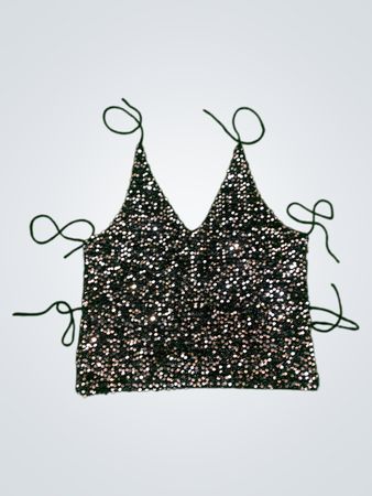 Wiederverwertetes Pailletten-Haltertop