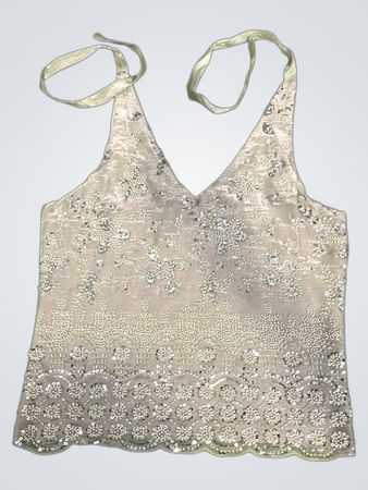 Upcycled Weißes Perlen Tanktop