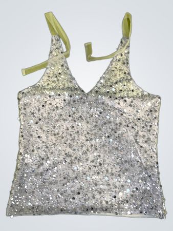 Upcycled Pailletten-Trägertop mit transparenter Träger