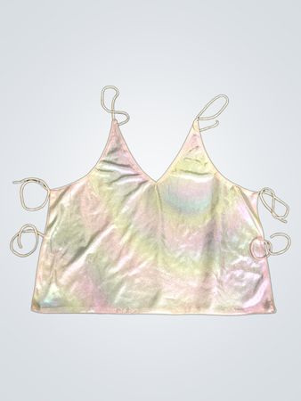 Upcycled Weiß Iridescent Cami Top mit Bändern
