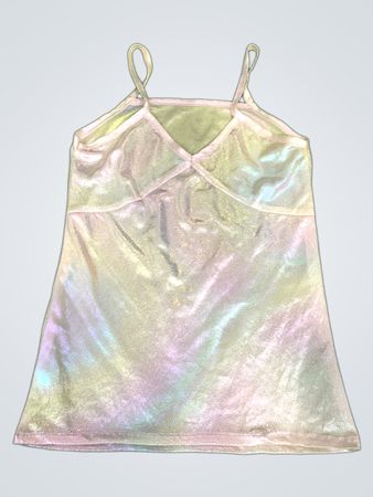 Upcycled iridescentes Spaghetti-Träger-Top