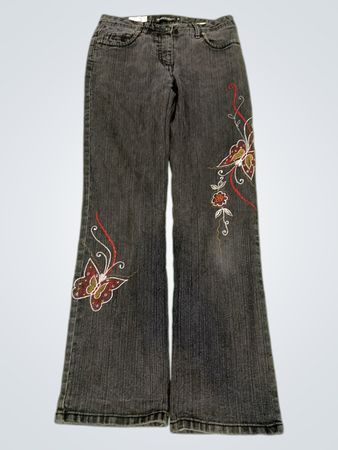 Upcycled WOMENSBEST Schwarze Bestickte Schlaghosen