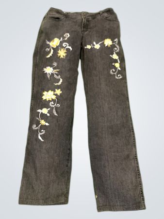 Upcycled Jeanstar Frauen bestickte Jeans Größe 12