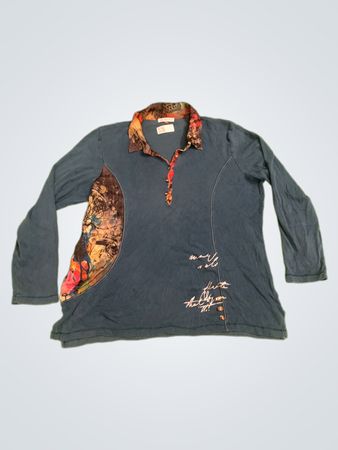 BAGORAZ Langarm Blau Bedrucktes Hemd