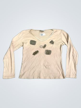 Antonelle Langarm V-Ausschnitt T-Shirt