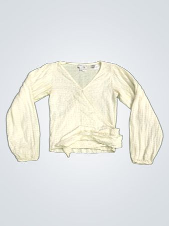 Cotton Club Damen Weiß Strukturierter Wickel-Top