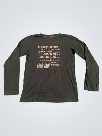 PYXIS Langarm-T-Shirt mit "STOP WAR live in peace" Grafik