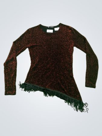 Normic Fashion Glitzerndes Langarmoberteil mit Fransen