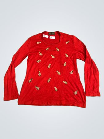 Cote Anglaise Paris Rotes Langarmoberteil mit Leopardenmuster