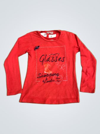 Petit Ange Mädchen Rotes Langarm T-Shirt "Gläser Einkaufen in London