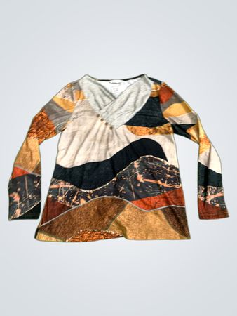 Langarm-Patchwork-Druckoberteil