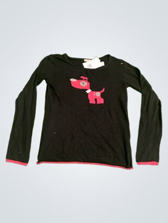 Okaidi schwarzer Langarmpullover mit pinkem Hundegrafik