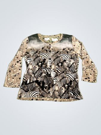 Langärmliges Zebra-Print-Top