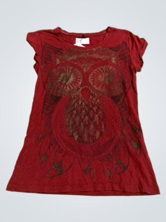 AC XS Rote Eule Grafik T-Shirt