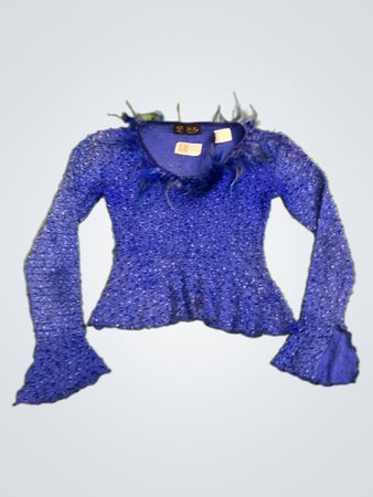 LiLy Fashion Blau Federbesatz Top