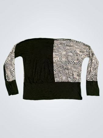 DISMERO Damen Schwarz-Weiß Zebra Druck Langarmoberteil