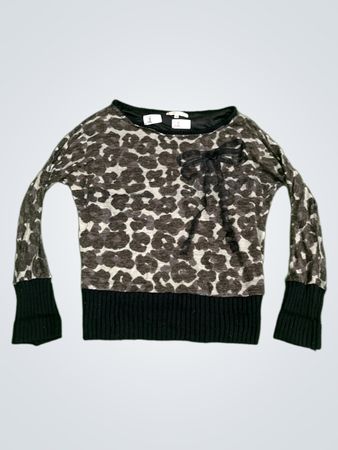 VEGA'S Leopardenmuster Langarmpullover mit Schleifendetail