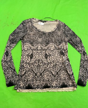 Comma Langarmspitzenprint-Top