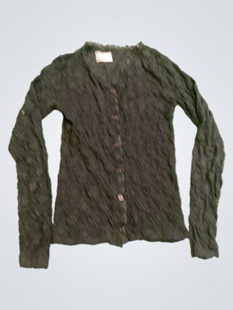 Schwarze langärmlige strukturierte Strickjacke mit Knöpfen