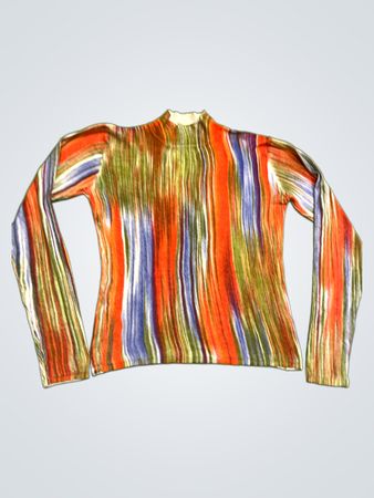 Gestreiftes Mock Neck Langarmtop