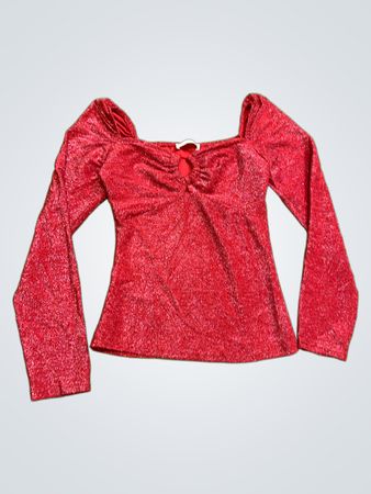 Rotes glitzerndes Langarmoberteil