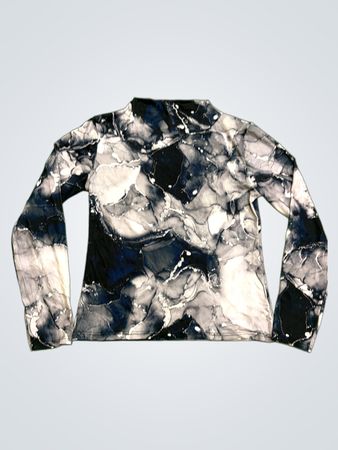 Vintage Vanguard Marmorprint Mock Neck Langarmshirt