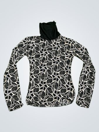 Xanaka Black and White Swirl Print Turtleneck Top