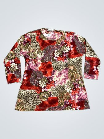 Artemio Damen Langarm-Top mit floralem Druck