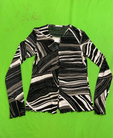 Wallis Black & White Abstract Print Langarmoberteil