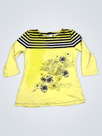 ANA ISABEL COLLECTION Gelb Gestreiftes Floral Oberteil